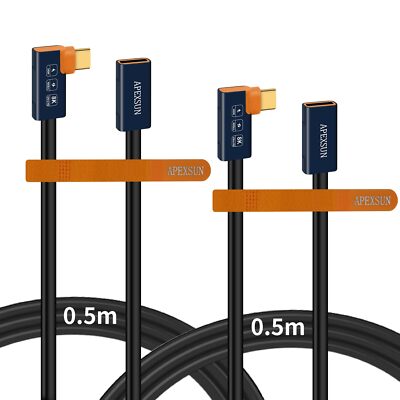 Usb C Extension Cable1.6ft Short Usbc Elbow Male To Female Coaxial Cable Suppo