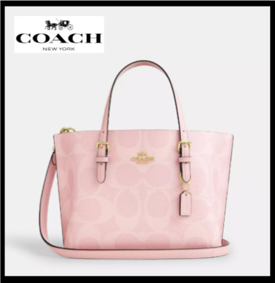 COACH CAL50 Molly Tote Bag 25 Signature Canvas Powder Pink Crossbody Outlet New