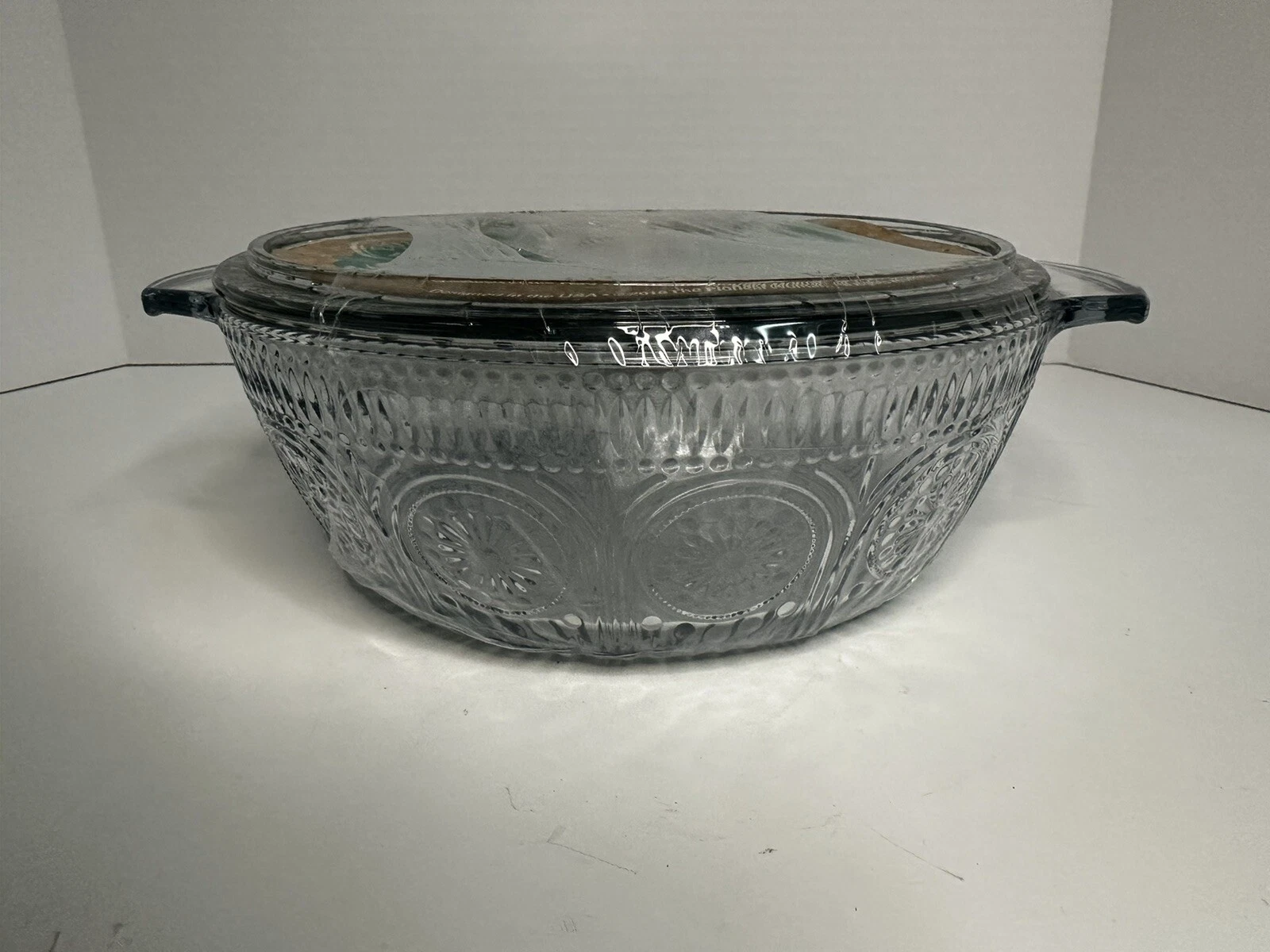 NEW SEALED Pioneer Woman Adeline 2.5qt Round Clear Glass Casserole Dish With Lid