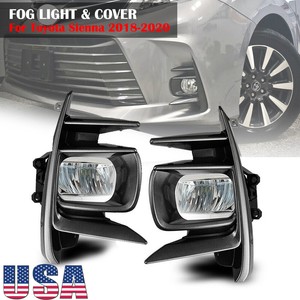 LED DRL Fog Lights Lamps + Cover Kit For Toyota Sienna 2018 2019 2020