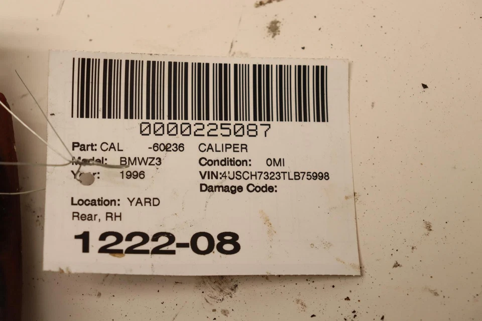 Pinza de freno trasera derecha del lado del pasajero BMW Z3 ROADSTER E36 1996-2002 OEM Foto 4 de 4