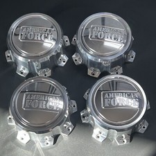 Floating American Force Polished Aluminum Center Caps - 8 Lug Modern Set Of 4