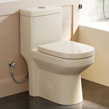 HOROW One Piece Toilets Ceramic W/Soft Closing Seat 12'' Rough-In Biscuit Color