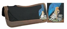 Western Horse 31" x 32" x 3/4 Black Felt Saddle Pad w/ Glitter Barrel Racer Crs.