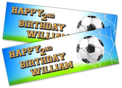 x2 Personalised Birthday Banner Football Children Kids Party Decoration Gift 34