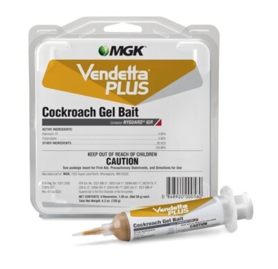 Vendetta Cockroach Gel Bait (4 x 30 g) tubes by MGK (NO INTERNATIONAL SHIPPING)