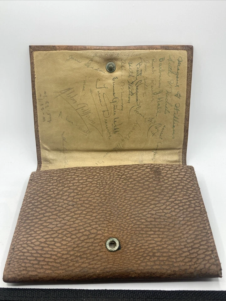 Антикварная авиационная кожаная сумочка для мелочи 1930-х годов с подписями *РЕДКАЯ* - Изображение 3 из 4