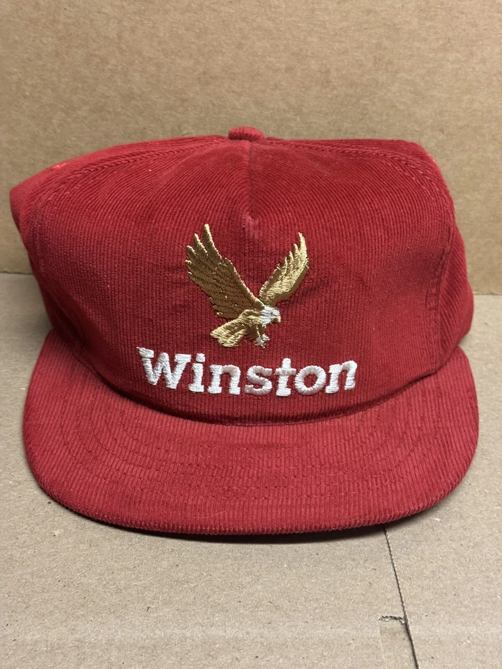 Vtg Winston Cup Racing Cap Eagle Logo Corduroy Hat Nascar Cigarettes Trucker New - Image 2 of 4