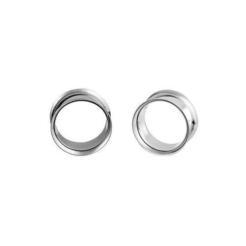 Paire de boucles d'oreilles en acier chirurgical PVD argent double évasement boucles d'oreilles jauges bouchons - Photo 90/108