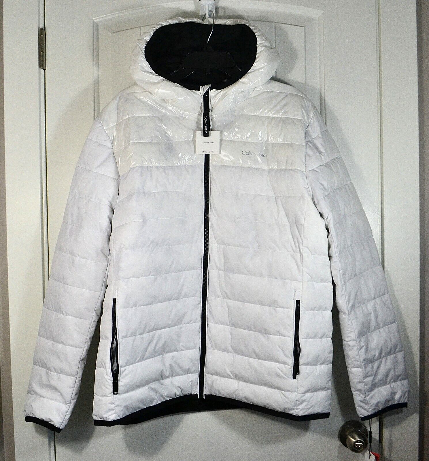 NWT MENS CALVIN KLEIN INIFINITE STRETCH PUFFER JACKET WHITE FULL ZIP SZ L,  XL | eBay