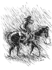 Atherton 9x12 Original Expressionism Acrylic Painting "Snow Cowboy" hand signed