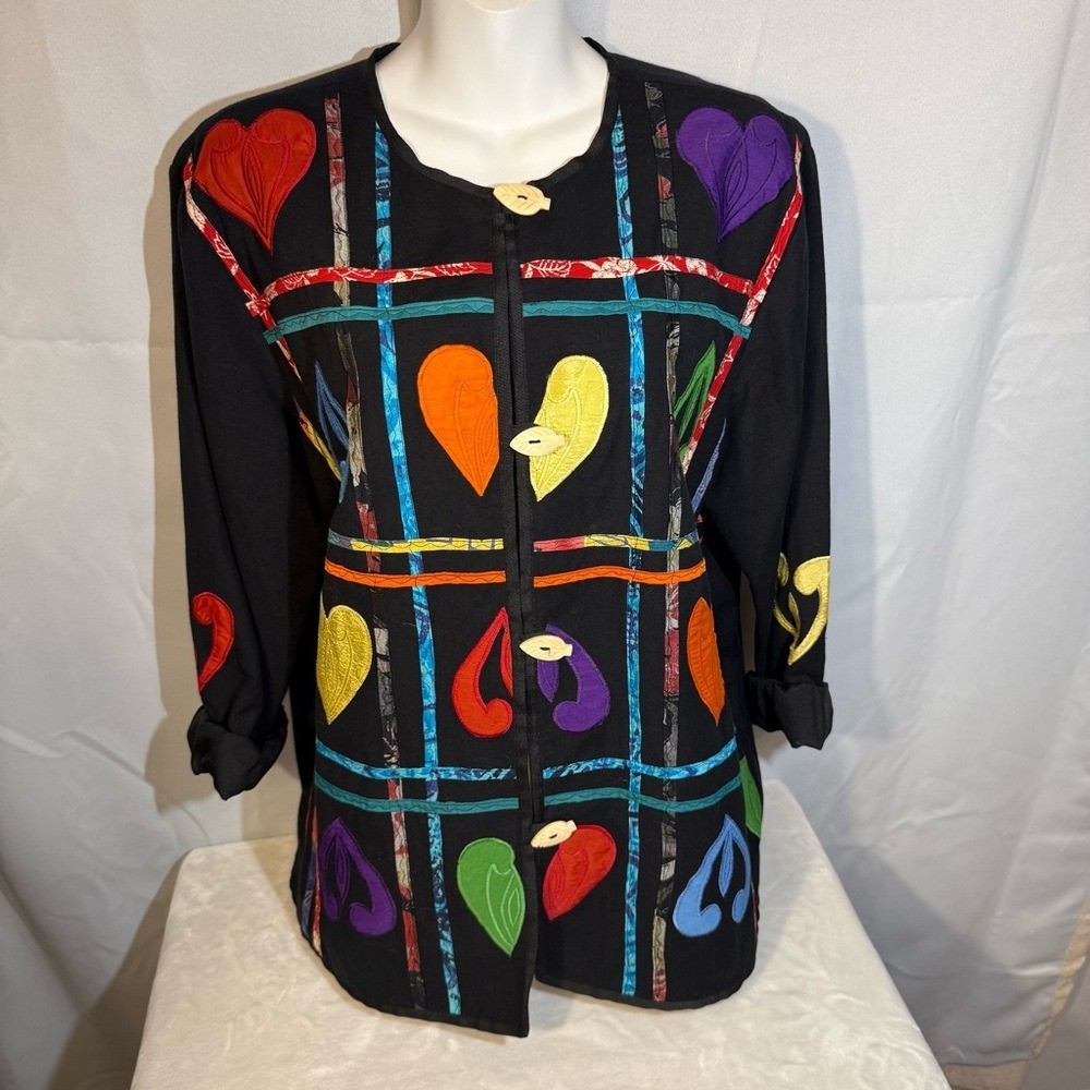 Allure Boho Patchwork Appliqué Button Front Tunic… - image 1