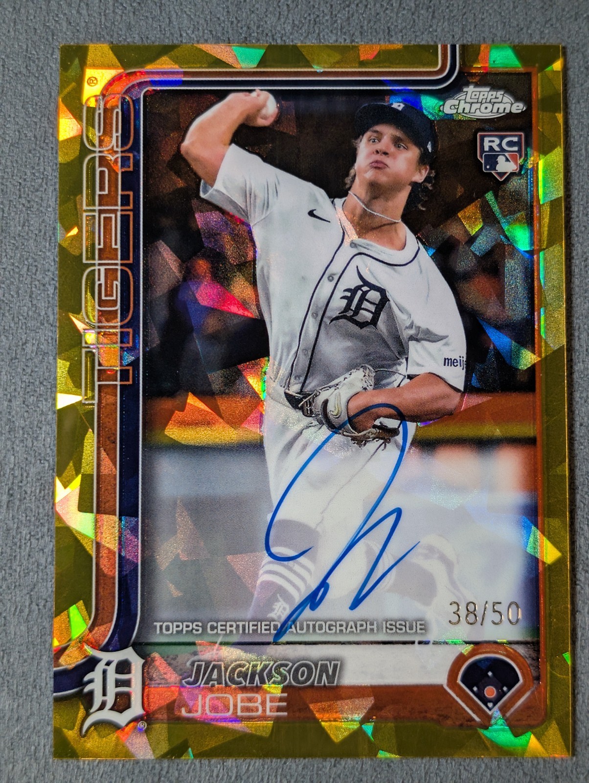 2025 Topps Chrome Sapphire Jackson Jobe Rookie RC Auto /50 Gold Detroit Tigers