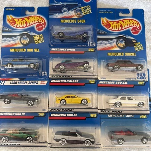⭐️Mercedes⭐️Benz⭐️Collectors Hot🔥Wheels Set of 10 Vintage🏆90s Diecast