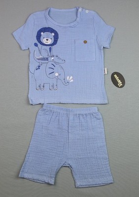 Jungen Sommer Set 2tlg 100% Baumwolle Minitix Neu 6/9/12/18/24Monate