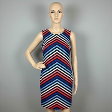 Tommy Hilfiger Sleeveless Chevron Stripe Sheath Dress Sz 8