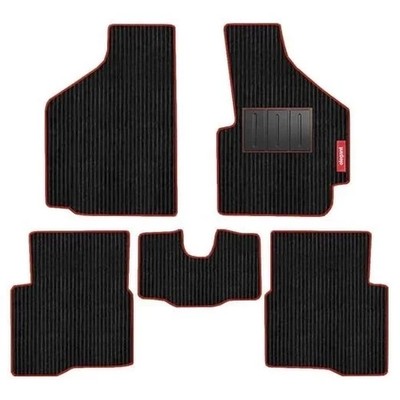 Cord Black and Red Custom Fit Car Mat Compatible For Tata Tigor @VM