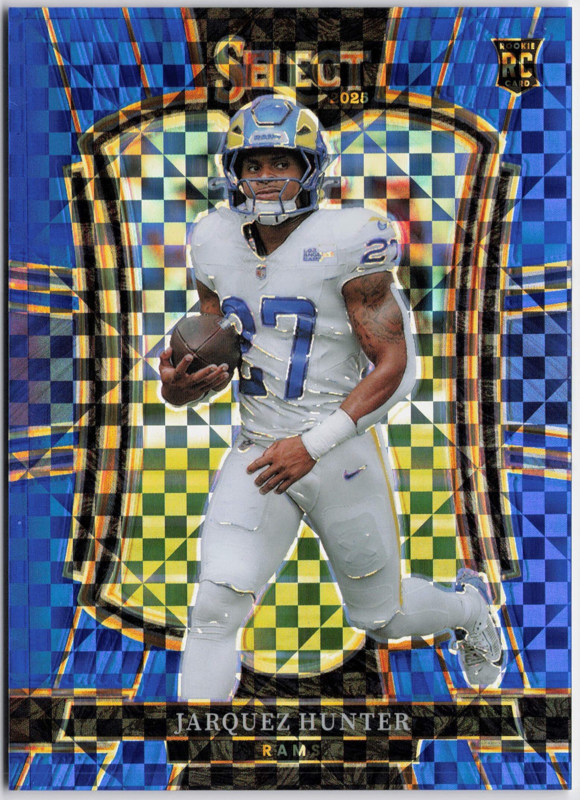 2025 Panini Select #119 Jarquez Hunter Blue Prizm #/175