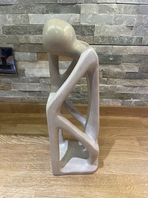 Handgeschnitzte moderne abstrakte denkende Speckstein Skulptur Figur afrikanisch 32 cm