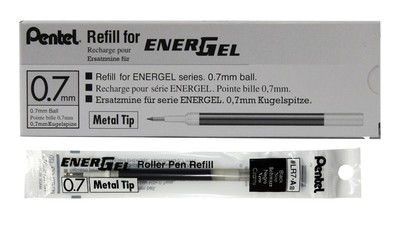 Pentel Refill Ink For Energel Liquid Gel Pen, (0.7Mm), Metal Tip, Blac