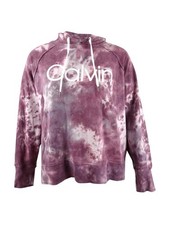 Calvin Klein Performance Women's Plus Tie-Dyed Active Hoodie 2X, Garnet Combo