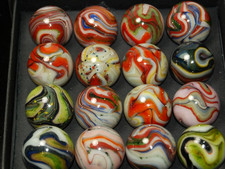 L K Box of 16 Jabo 3/4" RDR Birthday Marbles Collector Set KEEPERS 54