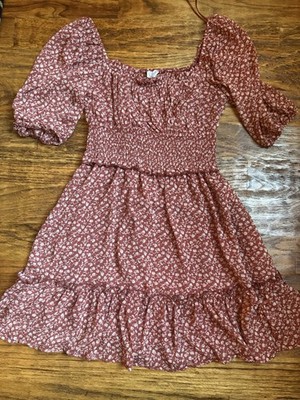 Francesca s Blue Rain Dress, Size Small.  Rust With White Flowers NWT