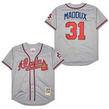  31 Greg Maddux Jersey Retro Gray