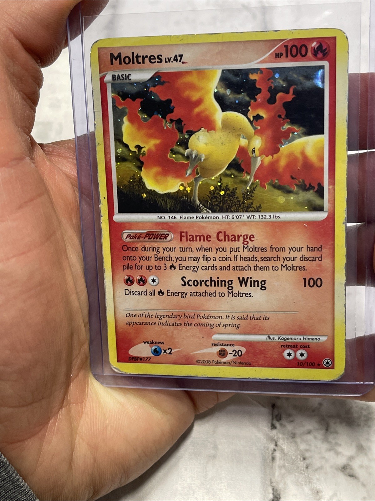 Moltres 10/100 Holo Rare Majestic Dawn Pokemon Holo Heavily Played HP Crease TCG