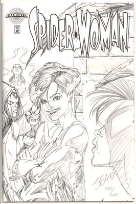 SPIDER-WOMAN 1 AUTHENTIX DYNAMIC FORCES SIGNED BART SEARS REMARKED SKETCH DF COA
