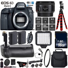 Canon EOS 6D Mark II DSLR Camera With 50mm 1.8 STM Lens Professional Battery