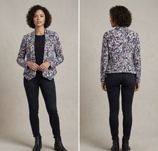 Mossimo Blazer Womens Medium Abstract Print Open Front Jacket Cotton
