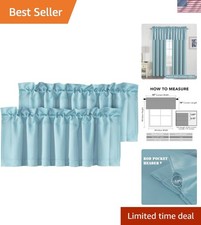 Contemporary Aqua Blackout Valances 52'' W x 18'' L Machine Washable Set