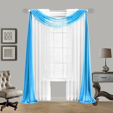 1 pcs  TURQOISE Scarf Voile Window Panel Solid sheer valance curtains