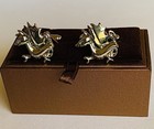DRAGON GOLD TONE CUFFLINKS WITH VERY ELEGANT BOX NEW OLD STOCK. — photo 8