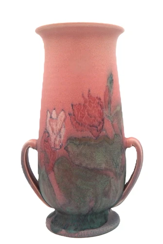 Vintage Rookwood Art Pottery Vellum Vase, c1929 HP Tulips Artist Initials 11"