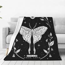 Black White Butterfly Flannel Throw 40x50 Soft Lightweight Couch Bed Blanket