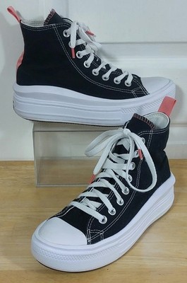 Converse All Star High Move Damen Mädchen Schwarz Rosa Plateau Stiefel Gr. UK 5
