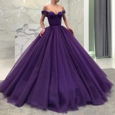 Purple Quinceanera Dress Off Shoulder BallGown Tuille Floor Length PrincessStyle