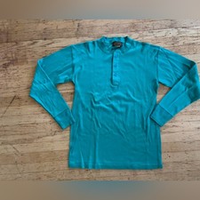 Vintage Eddie Bauer Henley teal 80’s 90’s vintage USA made 100% cotton