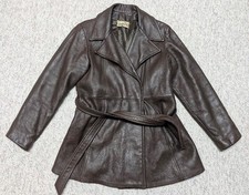 vintage DEERSKIN buckskin leather 36 double breasted BELTED custom coat jacket