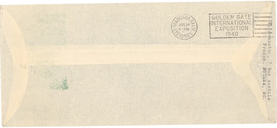 1940 New Caledonia First Flight Airmail to San Francisco Pan Am Clipper Cover - Image 3 of 3