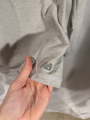 New Balance Gray Long Sleeve Zip Cowl Neck Lightweight Pullover Activewear Top