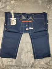 Round House Bib Overalls Mens 58x30 Blue Denim Premium Workwear Tool Pockets 980
