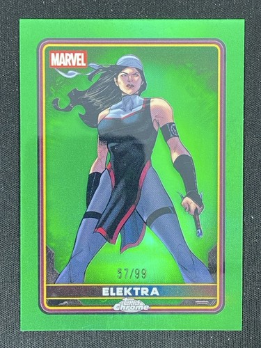 Elektra 2025 Topps Chrome Deadpool Comic Accurate Green Refractor Base /99 #17