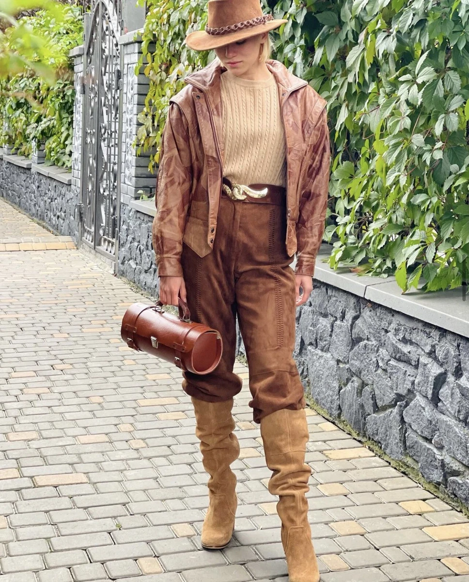 Brown clearance leather trouser