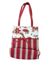 Longaberger Christmas Winter Red 9" x 7" Tote Bag Holiday Poinsettia CLEAN