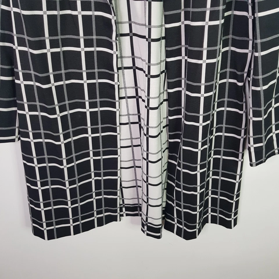 Alfani Petite Plaid Tattersall Trench Coat Womens L Black White Hook Eye - Image 3 of 4