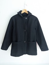 Margaret Howell Mhl 100% Wool Coat Jacket Size Xs Black Pockets Collared