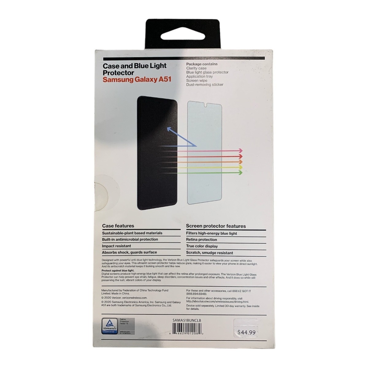 Verizon Case Blue Light Screen Protector Bundle for Samsung Galaxy A51  Clear - Main Image